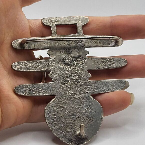 Vintage Abstract Silver Belt Buckle Ethnic Tribal 3in